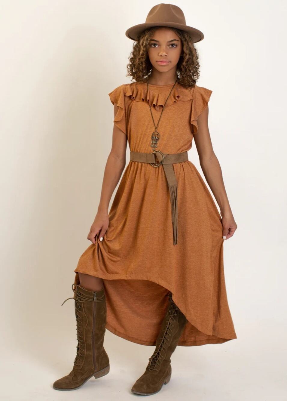 Joyfolie Mia Joy NYLA DRESS IN HEATHER CAMEL Girl's Size 8